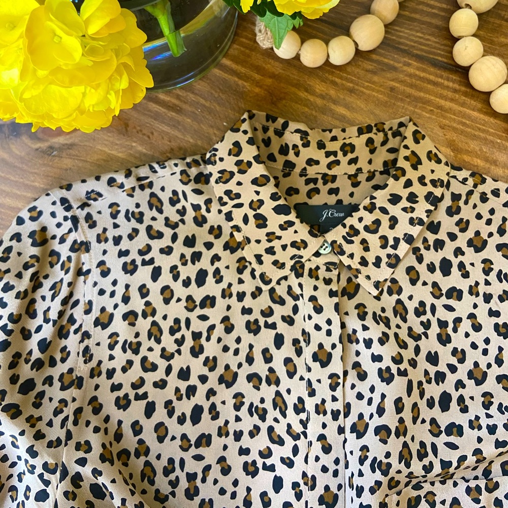 J.CREW Leopard Print Silk Shirt
